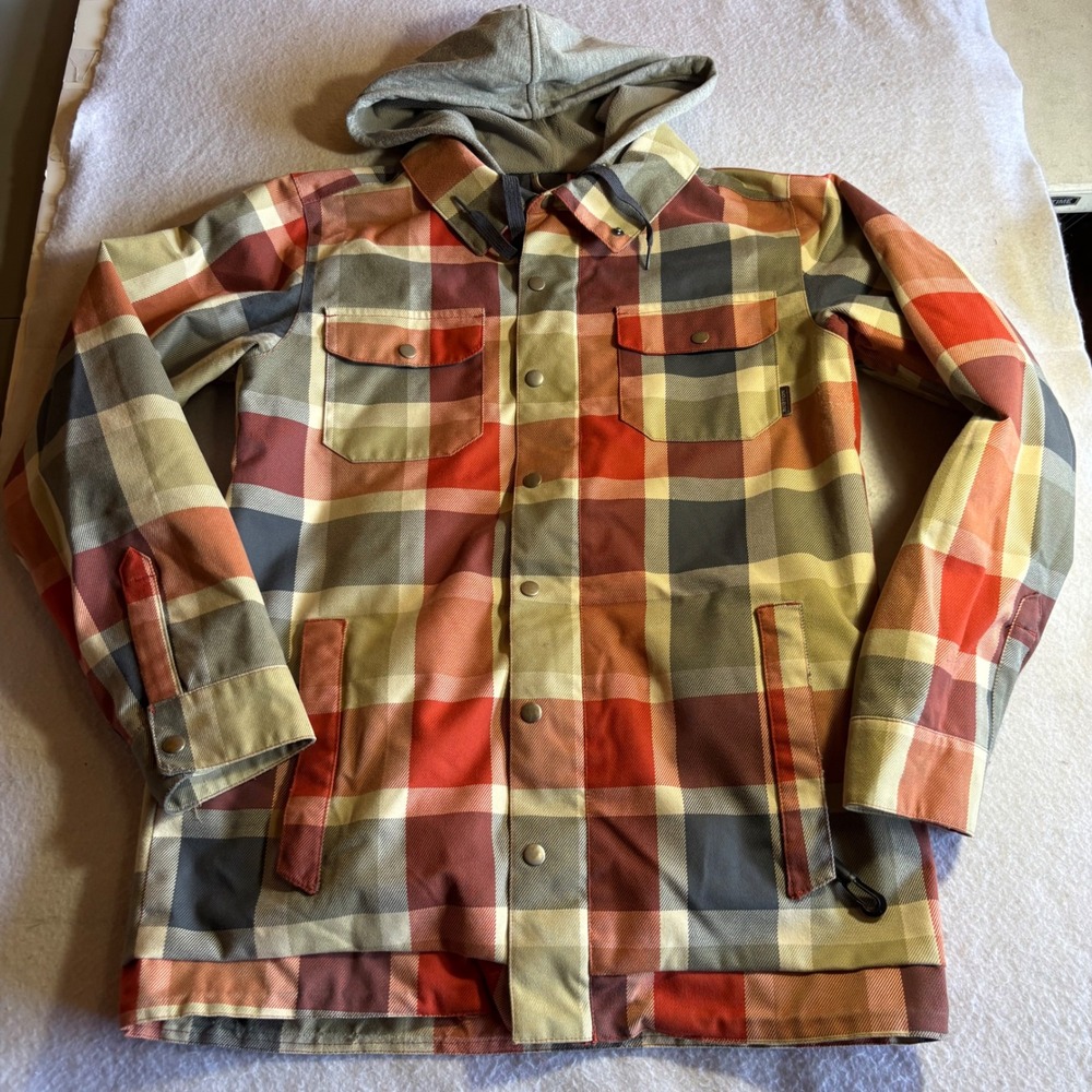 Burton‎ MB Hackett JK Plaid Hooded Ski Snowboard Jacket Men's Small Dryride